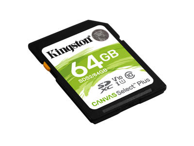 Kingston Technology 64 GB SDXC Canvas Select Plus 100R C10 UHS-I U1 V10