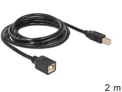 DeLOCK USB2.0-B - USB2.0-B, 2m USB-kabel USB B Sort