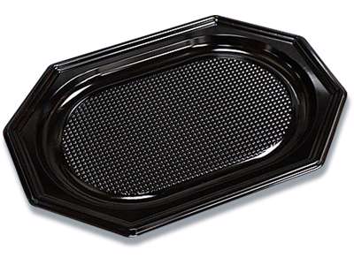 Cateringfad sort plast 35x25cm oval 10x10stk/kar A-PET lille