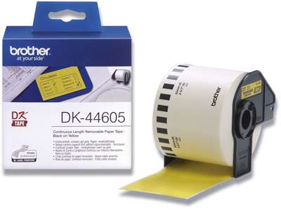 Labeltape, 62mm x 30.48m, 1 rulle, Gul, Brother P-Touch DK-44605