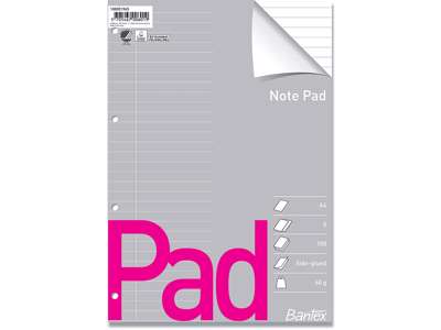 Papirblok, Linjeret, A4, 5 blokke, Bantex Note Pad 