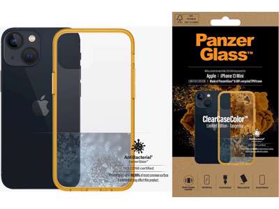 Cover, iPhone 13 Mini, Case, Transparant med Tangerine ramme, PanzerGlass Antibacterial - ClearCase 