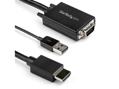 StarTech.com VGA2HDMM2M videokabel adapter 2 m USB Type-A + VGA (D-Sub) HDMI Type A (Standard) Sort