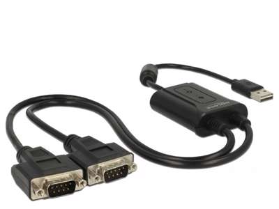 DeLOCK 63950 serielkabel Sort 0,6 m USB 2.0 Type-A 2 x RS-232 DB9