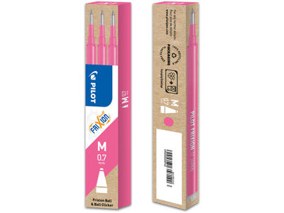 Rollerball gelpen refill, 0.7 mm, 0.35 mm, Pink, Pilot FriXion BLS-FR7-S3-P