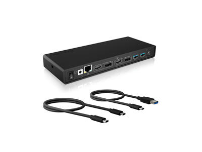 ICY BOX IB-DK2245AC Ledningsført USB 3.2 Gen 1 (3.1 Gen 1) Type-C Sort