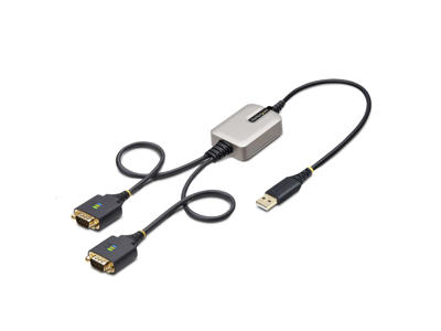 StarTech.com 2P1FFC-USB-SERIAL kabel kønsskifter USB-A 2 x DB-9 RS-232 Sort, Grå