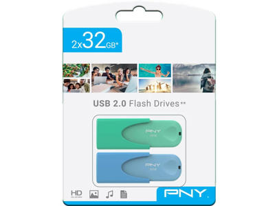 PNY Attaché 4 USB-nøgle 32 GB USB Type-A 2.0 Blå, Grøn