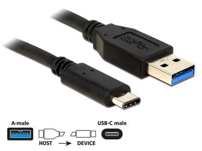 DeLOCK 1m USB3.1-C/USB3.1-A USB-kabel USB 3.2 Gen 2 (3.1 Gen 2) USB A USB C Sort