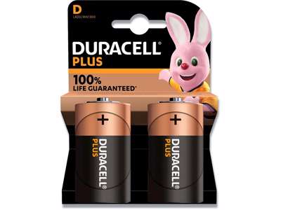 Batteri, D, 1.5 V, 2 stk, Duracell Plus Power