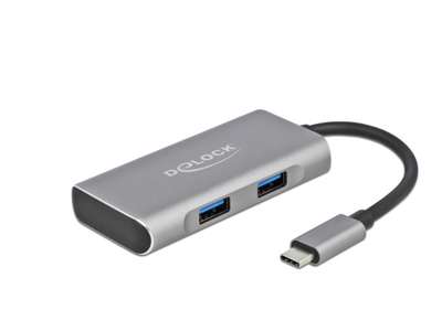 DeLOCK 63261 interface hub USB 3.2 Gen 2 (3.1 Gen 2) Type-C 10000 Mbit/s Sort, Grå