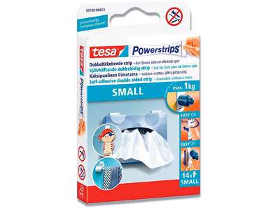 Klæbepuder, 1.5x3.5 cm, Op til 1 kg, 14 stk, Tesa Powerstrips® Small 57550