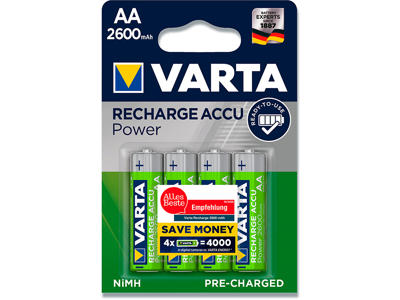 Batteri, AA, 1.2 V, 4 stk, Varta Recharge Power