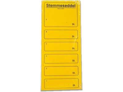 Stemmeseddel, Gul, 250x100 mm, 100 stk, Ferco 