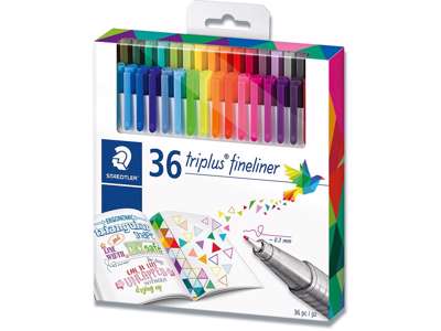 Fineliner, Assorteret, 0.3 mm, 36 stk, Staedtler Triplus 334