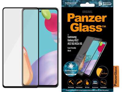 Skærmbeskyttelse, Samsung Galaxy A52, Sort, 1 stk, PanzerGlass Antibacterial - Case Friendly 