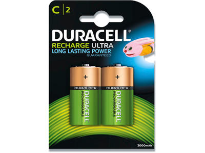 Batteri, C, 1.2 V, 2 stk, Duracell Rechargeable