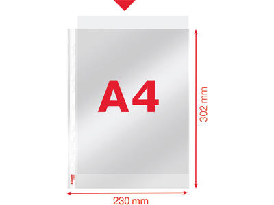 Plastlomme, A4, Åben top, 0.04 mm, 100 stk, Esselte 