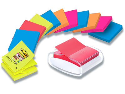 Memonote-dispenser, Til Z-fold notes, 76x76 mm, 12 blokke, Post-it Super Sticky Z-Notes