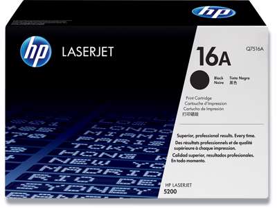 Toner, 16A, Black-sort, 12.000 sider, HP Q7516A