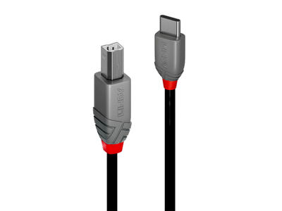 Lindy 36943 USB-kabel USB 2.0 3 m USB C USB B Sort