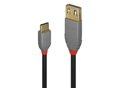 Lindy 36897 USB-kabel USB 2.0 0,15 m USB A USB C Sort, Grå