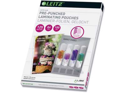 Lamineringslommer, A4, 229x303 mm, 125 micron, Leitz iLam Gloss