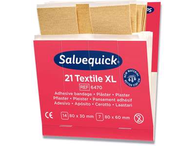 Plaster, Tekstil, 21 plastre pr refill, 6 pakker refill, Salvequick 