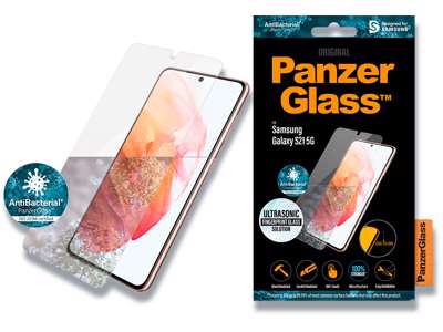 Skærmbeskyttelse, Samsung Galaxy S21 5G, Sort, 1 stk, PanzerGlass Antibacterial - Case Friendly 