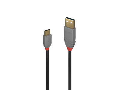 Lindy 36885 USB-kabel USB 2.0 0,5 m USB A USB C Sort, Grå