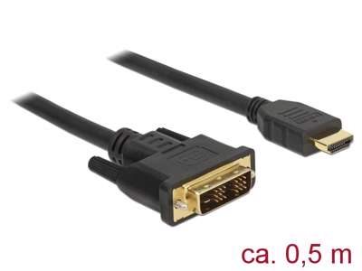 DeLOCK 85581 videokabel adapter 0,5 m HDMI Type A (Standard) DVI-D Sort