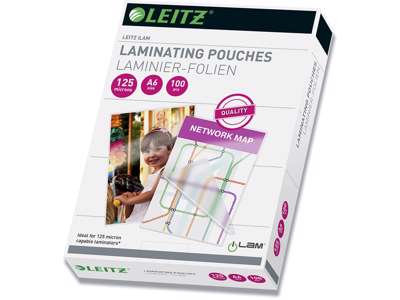 Lamineringslommer, A6, 111x154 mm, 125 micron, Leitz iLam Gloss