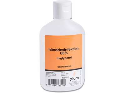 Hånddesinfektion, Flydende, 120 ml, Flaske med klaplåg, Plum 85%