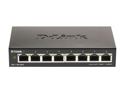 D-Link DGS-1100-08V2 netværksswitch Administreret L2 Gigabit Ethernet (10/100/1000) Sort