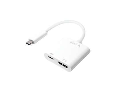 LogiLink 0.14m, 2xUSB-C/HDMI USB grafisk adapter 3840 x 2160 pixel Hvid