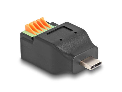 DeLOCK 66456 kabel kønsskifter USB-C 5 pin terminal block Sort, Grøn