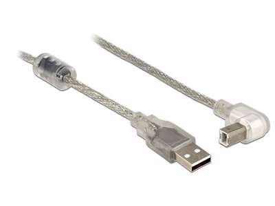 DeLOCK 2m, USB2.0-A/USB2.0-B USB-kabel USB A USB B Sølv, Transparent