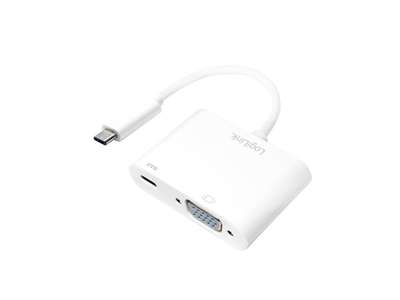 LogiLink 0.14m, 2xUSB-C/VGA USB grafisk adapter 1920 x 1200 pixel Hvid