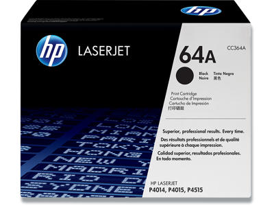 Toner, 64A, Black-sort, 10.000 sider, HP CC364A