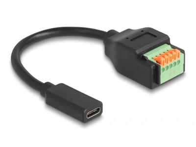 DeLOCK 66067 USB-kabel USB 2.0 0,15 m USB C 5-pin terminal block Sort, Grøn