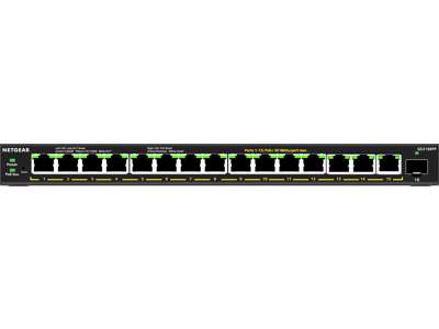 NETGEAR 16-Port High-Power PoE+ Gigabit Ethernet Plus Switch (231W) with 1 SFP port (GS316EPP) Administreret Gigabit Ethernet (10/100/1000) Strøm over Ethernet (PoE) Sort