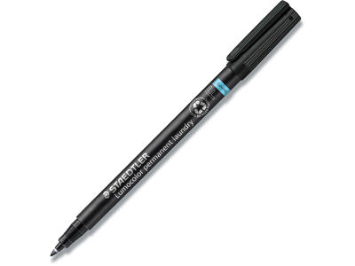 Tekstil marker, Rund spids, 0.6 mm, Sort, Staedtler Lumocolor 319 F