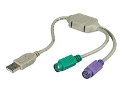 Microconnect USBA2PS2 PS/2-kabel 0,3 m 2x 6-p Mini-DIN USB A Grå