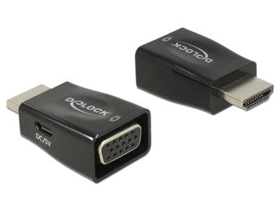 DeLOCK 65902 kabel kønsskifter HDMI A VGA Sort