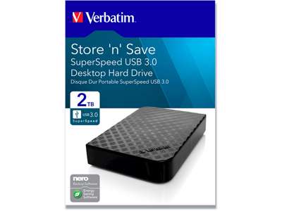 HDD, 3.5'', USB 3.0, 2 TB, Verbatim Store 'N' Save 