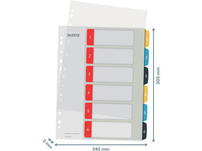 Registerblade, A4 Maxi, 1-6, Flerfarvet i Leitz Cosy farver, Leitz Cosy 