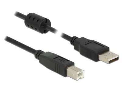 DeLOCK 2m, USB 2.0-A/USB 2.0-B USB-kabel USB A USB B Sort