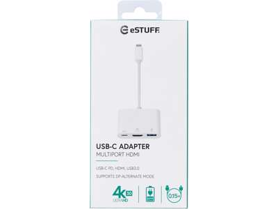 eSTUFF ES623001WH interface hub USB 3.2 Gen 1 (3.1 Gen 1) Type-C 5000 Mbit/s Hvid