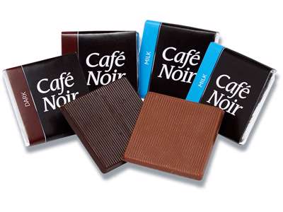 Café Noir chokolade, bl. lys og mørk 2 dåser a 150 stk/pak