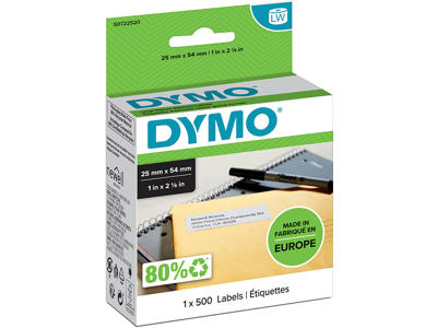 Labeletiketter, Returadresse, 25x54 mm, 1 rulle af 500 etiketter, Dymo LabelWriter 11352